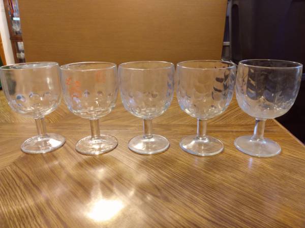 Glassware Barware Goblets Thumbprint Design 5 PC Bundle 1