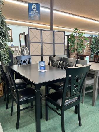 Brand New 7pc Wooden Dining Set: table with six chairs 1