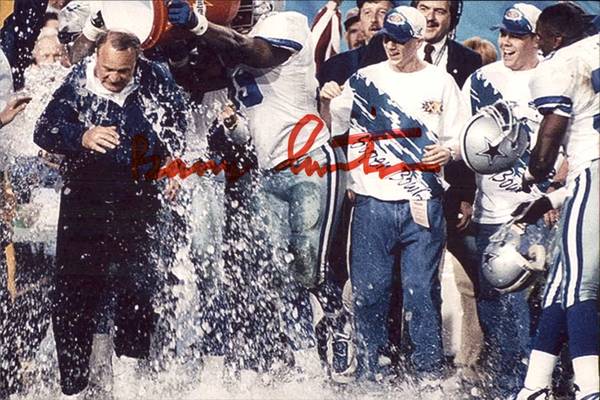 AUTO Barry Switzer Dallas Cowboys Super Bowl Champion 4x6 Picture 1
