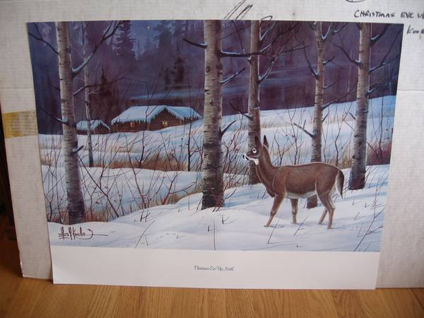 Les Kouba Christmas Up North 28 x 22 Vintage Print in Pristine Conditi 1