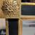 Vintage Gold black rectangular beveled mirror with rosette details 2 thumbnail
