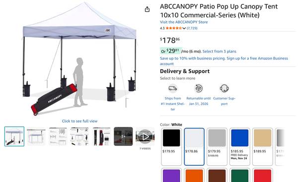 ABCCANOPY Patio Pop Up Canopy Tent 10x10 Commercial-Series (White) 1