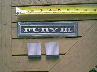 Vintage Plymouth Fury III Fender Badge and Dash Blocks 1