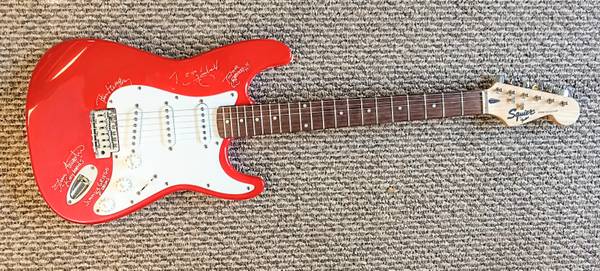 Red Squier Stratocaster Signed Autographed 1