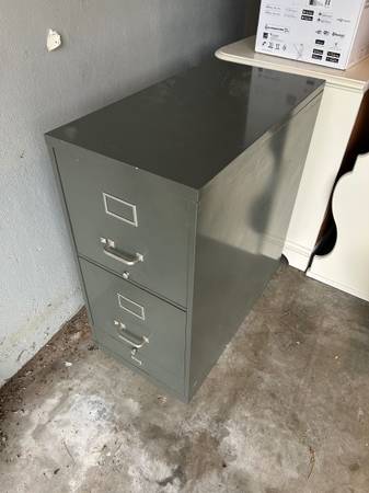 Grey heavy file cabinet 1