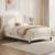 Upholstered Paneled Bed Frame (Ivory) 3 thumbnail
