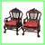 Vintage Qing Dynasty Style Carved Rosewood + Marble Arm Chairs, Pair 1 thumbnail