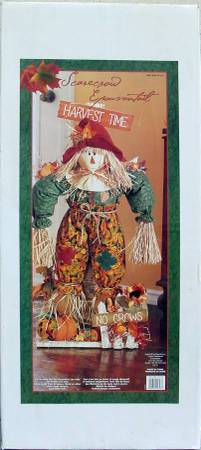 COSTCO HARVEST TIME SCARECROW GREEN SHIRT DECORATION 39" TALL NEW IN B 1