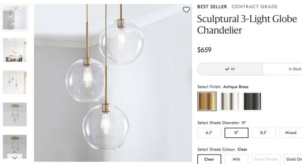 West Elm Structural 3-Light Globe Chandelier 1