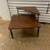 Vintage walnut laminate mid century modern corner side table 3 thumbnail