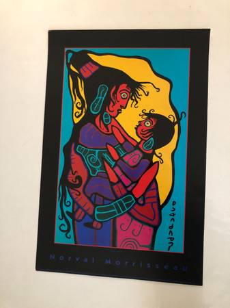 A Coloured Print artwork of "Mother and Child" & "Fish Cycle" by N. M. 1