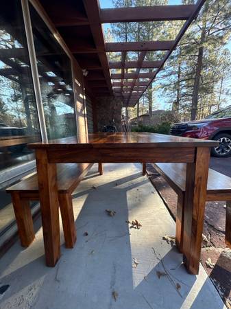 Solid wood Kitchen table with benches  285 1