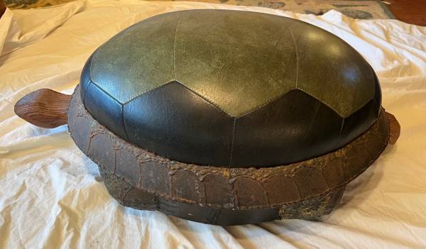 Vintage Brutalist Turtle Footstool Leather and Welded Iron - $250 (Vancouver)63471264303363123