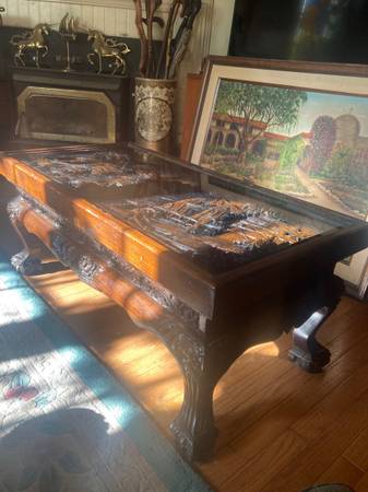 Carved Coffee Table legs & surface 1