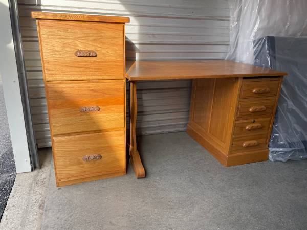 Solid Wood Desk + File 1