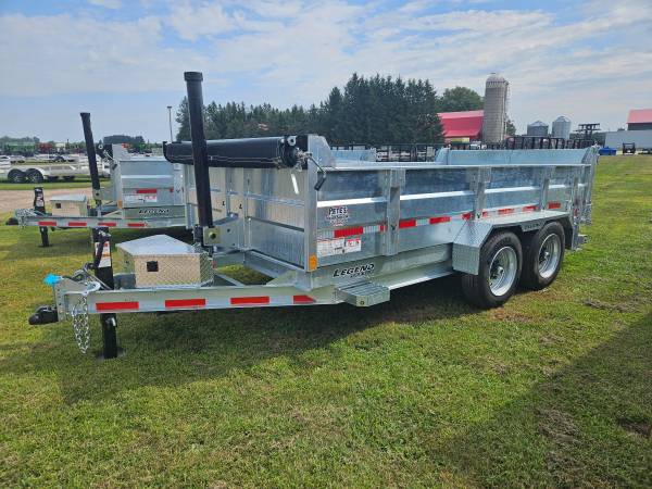 7ft x 14ft Legend Galvanized Dump Trailer - 16K GVWR - NEW 1