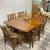 Mid century Walnut dining table with plaid upholstery accent chairs 5 thumbnail