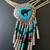 Native American signed Liquid silver sterling long necklace with turquiose 2 thumbnail