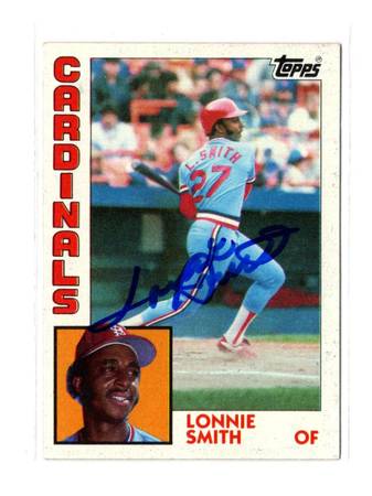 1984 Topps Lonnie Smith Signed Baseball Card #580 AUTO StL Cardinals 1