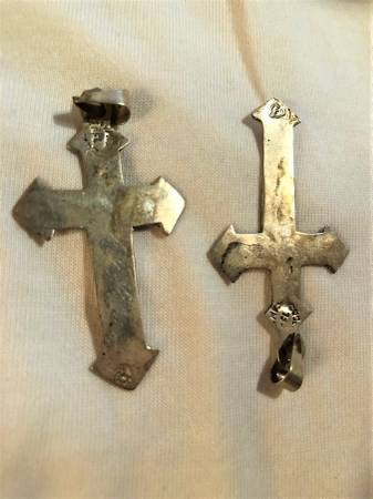 2 Vintage Mexican Sterling Silver Mexican Cross Pendants - $98 (Hillcrest area)63471473393795122