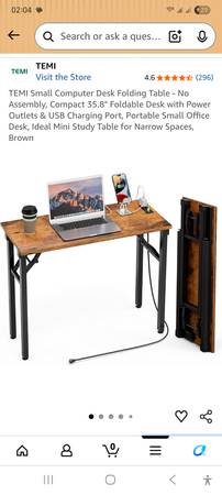 Foldable Rustic Brown Wood Laptop Desk with Outlets 1