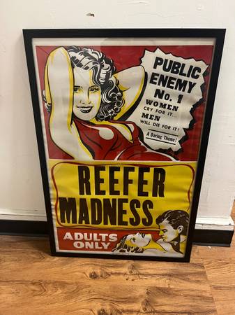 25”x37” retro REEFER MADNESS poster with frame 1