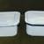 2 VINTAGE WHITE & BLACK/BLUE ENAMEL FRIDGE REFRIGERATOR ICE BOX w/LID 2 thumbnail