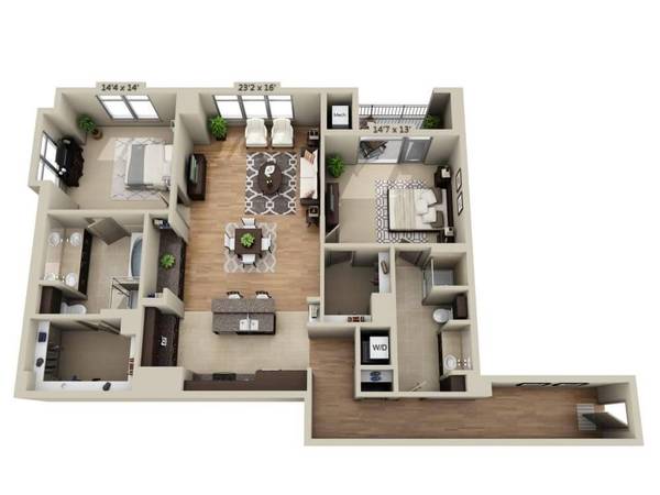 Exceptional 2x2 with Hardwood Floors  Full-Sized Washer/Dryer 1