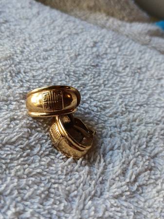 Vintage Givenchy Gold Tone Logo Earrings. Clip-on, Half-moon, Signed. 1