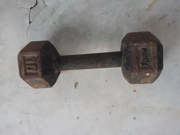 York 10lb all iron solid Hex, hand weight, barbell 1