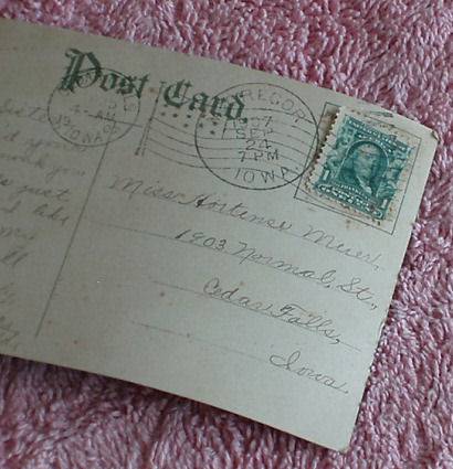 Postcard with 1907 USPS stamp attached 1