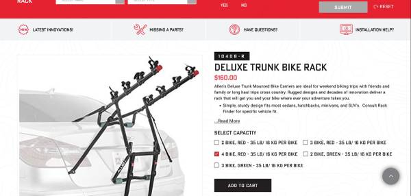 Bike Carrier Allen's Deluxe Trunk Mounted 4 Bike Carrier 1