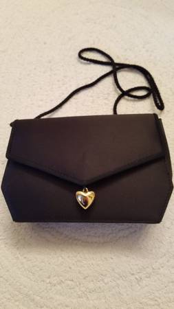 Small Black Satin Evening Handbag/Purse 1