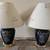 Pair VTG 80s G. Breeze Signed Black Ceramic Table Lamps Art Deco Flora 1 thumbnail
