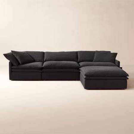 CB2 Mattea 4-Piece Charcoal Black Performance Linen Sectional 1