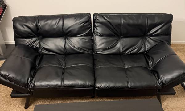Futon - Black - Faux Leather 1