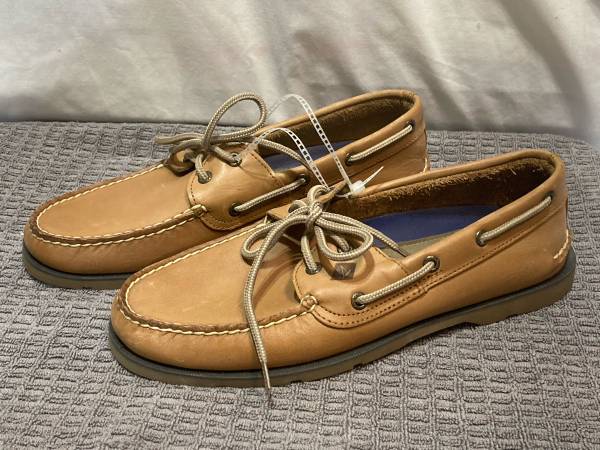New SPERRY TOP-SIDER LEATHER BOAT SHOES, Size: 10M 1