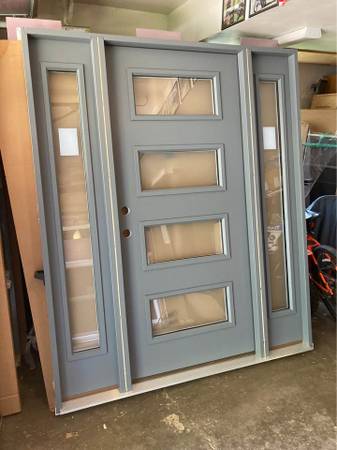 New Front Door , fiberglass , right inswing , 69 by 81 1/2 by 4 9/16 j 1