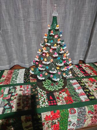 18" Hand Painted Ceramic Christmas Tree 1