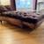 Antique French Leather Brown Convertible Loveseat Daybed with Velvet cushions 1 thumbnail