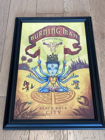 Framed “Burning Man 2003” Poster – Hugh D’Andrade – 11″ × 17″ 1