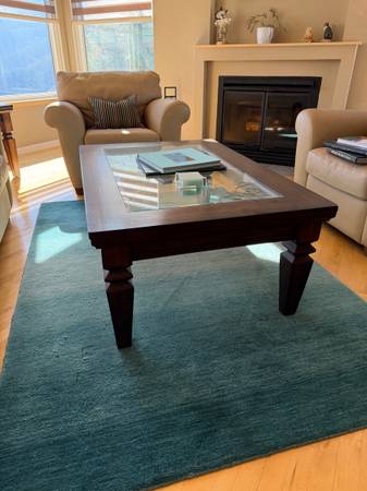 Walnut and glass coffee table 1