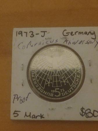 1973 J Germany 5 marcs Copernicus anniversary 1