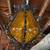 Mid Century Amber Glass Wrought Iron Caged Hanging Light Fixture 1 thumbnail