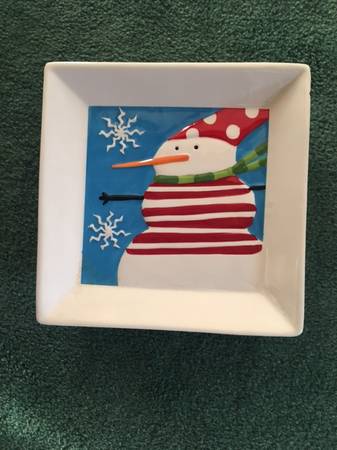 "SNOWMAN" Square "COOKIE" Plate 1