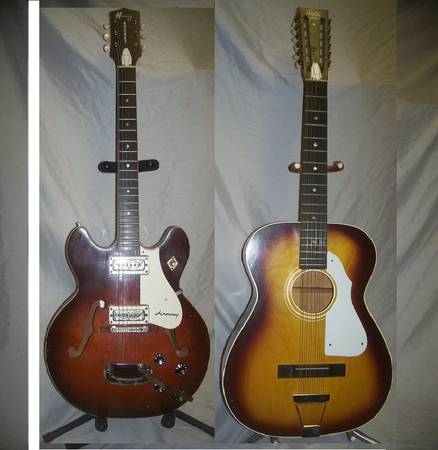 Harmony Rocket USA archtop electric guitar DeArmond gold,Stella 12 str 1