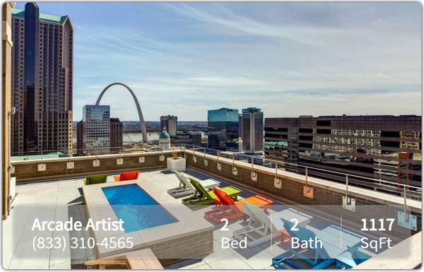 $1,422 / 2br - 1117ft2 - Magnificent amenities. Great location. Secure your space now! (Saint Louis - Webster University, Gateway Campus)63924424870147121