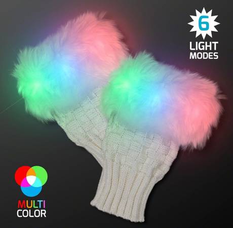 Super fun faux fur LED lights gloves and cat ears! Perfect for Burning Man, Fest - $13 (Santa Monica)63471471972995121