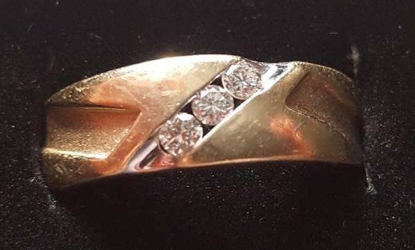 Men's Gold Wedding Band with Diamonds - PRICE DROP! 1