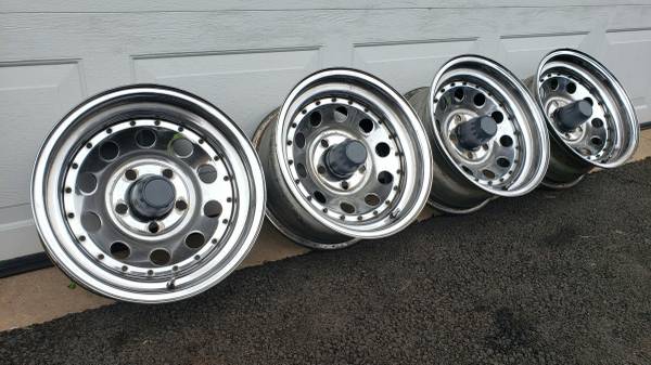 COMPLETE SET 15X7 AMERICAN CHROME MAG WHEELS 1